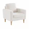 Image de Fauteuil à bouclettes crème. Scandinave - bjorn - canapé 1 place fixe droit pieds bois