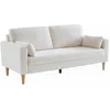 Image de Canapé à bouclettes blanches - Bjorn - Canapé 3 places fixe droit pieds bois. style scandinave