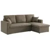 Image de Canapé dangle convertible en tissu marron - IDA - 3 places. fauteuil dangle réversible coffre rangement lit modulable