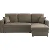 Image de Canapé d'angle convertible en tissu marron - ida - 3 places. Fauteuil d'angle réversible coffre rangement lit modulable