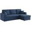 Image de Canapé d'angle convertible en tissu bleu - ida - 3 places. Fauteuil d'angle réversible coffre rangement lit modulable