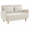 Image de Canapé convertible 2 places scandinave - Panam - pieds bois. bouclettes blanches. banquette. dossier inclinable