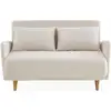 Image de Canapé convertible 2 places scandinave - panam - pieds bois. Bouclettes crème. Banquette. Dossier inclinable