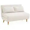 Image de Canapé convertible en tissu bouclettes crème - guesta - 2 places scandinave. Pieds bois foncé. Banquette. Dossier inclinable