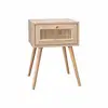 Image de Table de chevet décor bois & cannage avec 1 tiroir - bohème