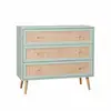 Image de Commode en décor bois vert céladon et cannage 90x39x79cm - bohème - 3 tiroirs