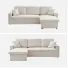 Image de Canapé d'angle convertible en tissu bouclettes crème - ida - 3 places. Fauteuil d'angle réversible coffre rangement lit modulable