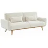 Image de Canapé convertible à bouclettes blanches- Oskar - 2 - 3 places scandinave droit avec pieds bois