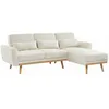 Image de CanapÃ© D'angle Convertible RÃ©versible 3 Places. Tissu Bouclettes Blanches. Pieds Bois en occasion ou reconditionné
