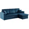 Image de Canapé dangle convertible en velours bleu pétrole 3 places. fauteuil dangle réversible coffre rangement lit modulable