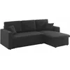 Image de Canapé dangle convertible en tissu noir - IDA - 3 places. fauteuil dangle réversible coffre rangement lit modulable