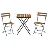 Image de Table de bistrot pliante bois d'acacia et métal + 2 assises 55 x 54 cm
