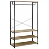 Image de Meuble dentrée métal et décor bois 3 niveaux avec barre de penderie LOFT