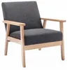 Image de Fauteuil scandinave en bois et tissu gris foncé. Isak. L 64 x P 69.5 x H 73cm
