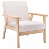 Image de Fauteuil scandinave en bois et tissu crème. Isak. L 64 x P 69.5 x H 73cm