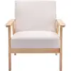 Image de Fauteuil scandinave en bois et tissu crème. Isak. L 64 x p 69.5 x h 73cm