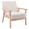 Image de Fauteuil scandinave en bois et tissu bouclette. Isak. L 64 x P 69.5 x H 73cm