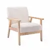Image de Fauteuil scandinave en bois et tissu bouclette. Isak. L 64 x p 69.5 x h 73cm