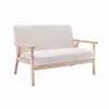 Image de Banquette canapé en bois et tissu bouclette. Isak. L 114 x p 69.5 x h 73cm