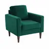 Image de Fauteuil scandinave en velours vert anglais - bjorn - canapé 1 place fixe droit pieds bois d'hévéa effet bois de noyer