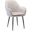 Image de Fauteuil en velours blanc cassé et pieds en métal doré. Shella L 58 x P 58 x H 85