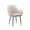Image de Fauteuil en velours blanc cassé et pieds en métal noir mat. Shella l 58 x p 58 x h 85