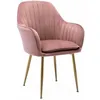 Image de Fauteuil en velours vieux rose et pieds en métal doré. Shella L 58 x P 58 x H 85