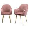 Image de Lot de 2 fauteuils en velours vieux rose et pieds en métal doré. Shella L 58 x P 58 x H 85