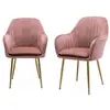 Image de Lot de 2 fauteuils en velours vieux rose et pieds en métal doré. Shella l 58 x p 58 x h 85cm