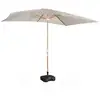 Image de Parasol droit sable rectangulaire 2x3m. Mât central imitation bois en aluminium orientable et manivelle d'ouverture