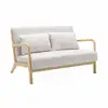 Image de Banquette 2 places scandinave en bois et tissu bouclette. Lorens. L 124 x p 83 x h 77cm