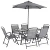 Image de Table de jardin acier avec parasol + 6 assises SONIA
