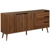 Image de Buffet de rangement scandinave 2 portes. 3 tiroirs. dÃ©cor bois de noyer. 160cm en occasion ou reconditionné