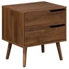 Image de Table de chevet décor bois teinté noyer 2 tiroirs NEPAL