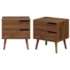 Image de Table de chevet décor bois teinté noyer 2 tiroirs (lot de 2) NEPAL