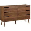 Image de Commode décor bois de noyer. 6 tiroirs. pieds en pin massif