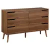 Image de Commode décor bois de noyer. 6 tiroirs. Pieds en pin massif