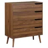 Image de Commode décor bois de noyer. 4 tiroirs. pieds en pin massif