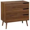 Image de Commode décor bois de noyer. 3 tiroirs. Pieds en pin massif