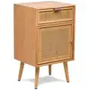 Image de Nordlys - table de chevet nuit scandinave en bois tiroir cannage rotin hetre marron