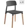 Image de Nordlys - lot de 4 chaises de salle a manger scandinaves pieds bois polypropylene noir