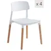 Image de Nordlys - lot de 4 chaises de salle a manger scandinaves pieds bois polypropylene blanc