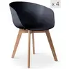 Image de Nordlys - lot de 4 chaises de salle a manger scandinaves pieds bois polypropylene noir