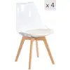 Image de Nordlys - lot de 4 chaises de salle a manger scandinaves pieds bois transparent abs beige