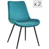 Image de Nordlys - lot de 2 chaises de salle a manger scandinaves pieds metal noir velours bleu canard