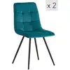 Image de Nordlys - lot de 2 chaises de salle a manger scandinaves capitonnees metal velours bleu canard