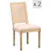 Image de Nordlys - lot de 2 chaises classiques salle a manger bois cannage rotin tissu hevea beige