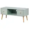 Image de Nordlys - meuble tv scandinave bois massif 2 tiroirs hetre vert menthe