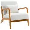 Image de Nordlys - fauteuil de salon scandinave avec structure bois et tissu hevea blanc