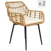 Image de Nordlys - lot de 2 chaises pieds metal rotin marron